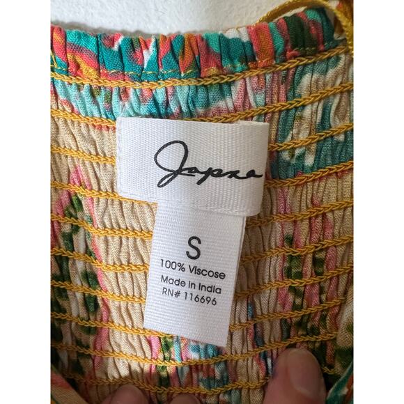 Japna Yellow and Teal Palm Spaghetti Strap Maxi Dress Sz S - Picture 3 of 4